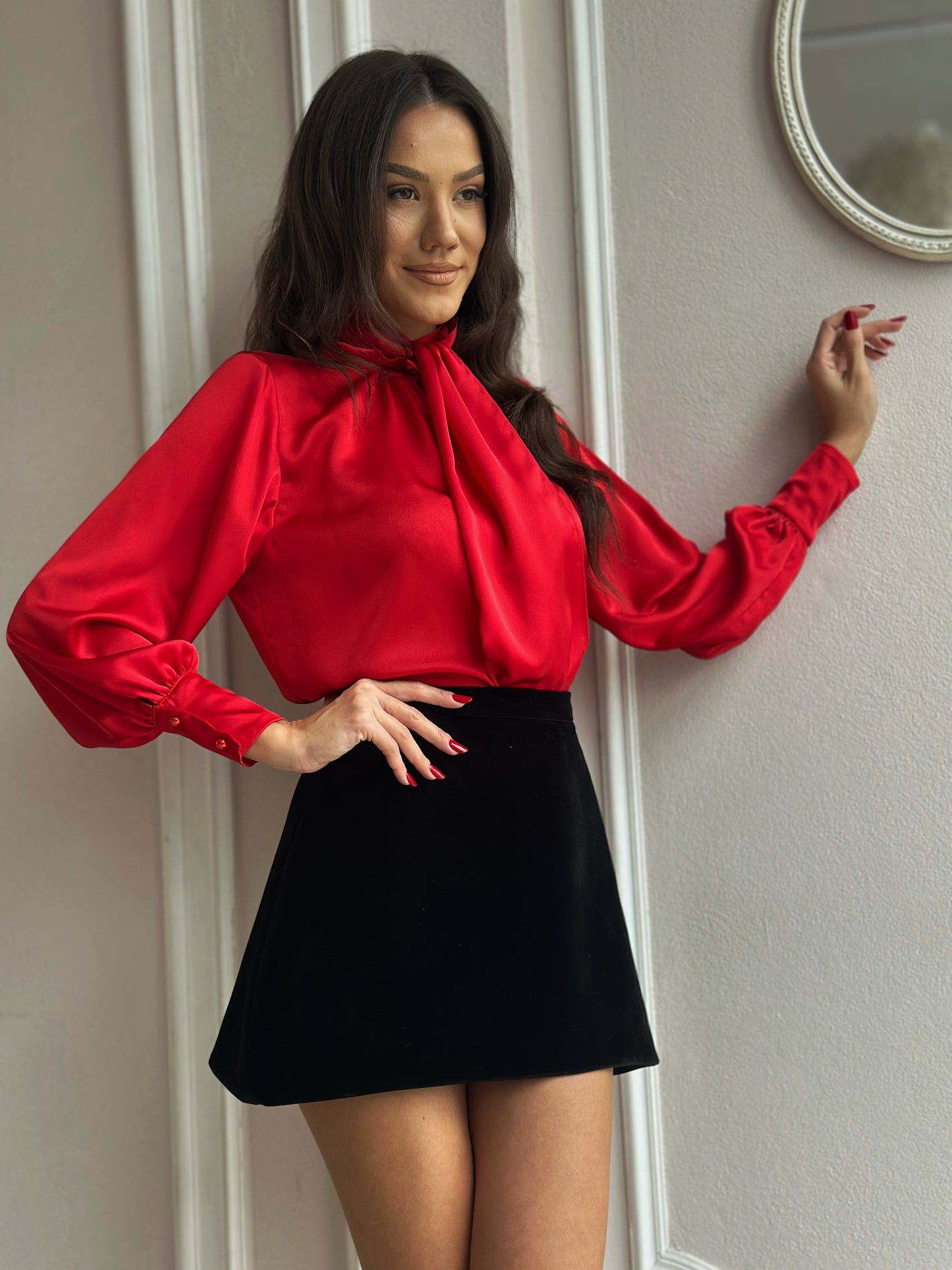 Fusta mini din catifea 36 cm